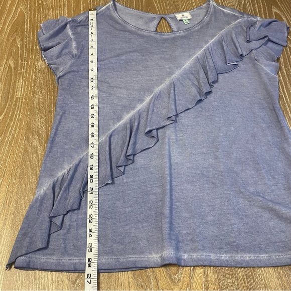 Susina Womens XL Top Asymmetrical Ruffle Keyhole Flutter Coastal Whimsical Flowy - Picture 8 of 10